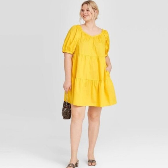 Who What Wear Dresses & Skirts - Who What Wear Lemon Yellow Poplin Dress 2X NWT!